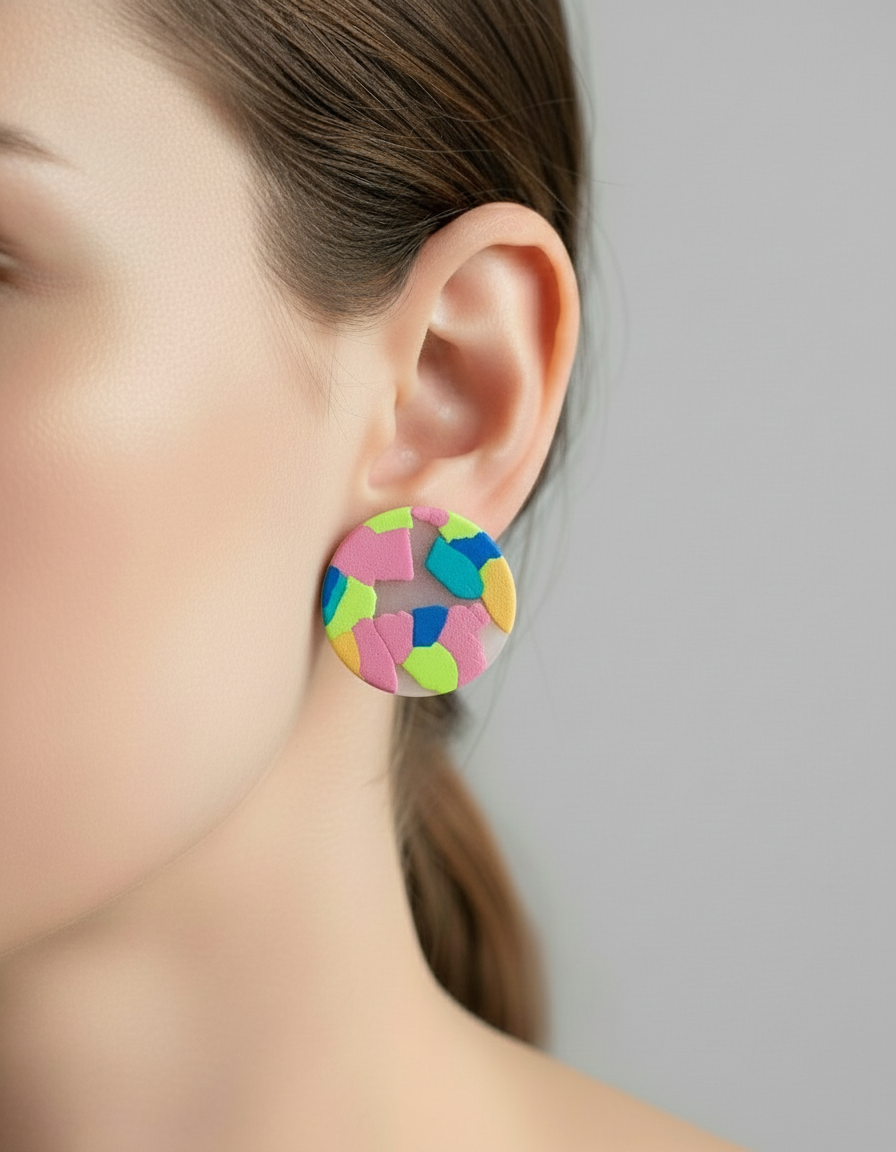 Brincos polymer clay na orelha - tamanho ajustado