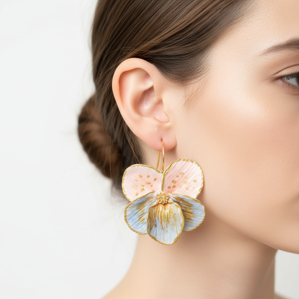 Brinco drop Primrose na orelha