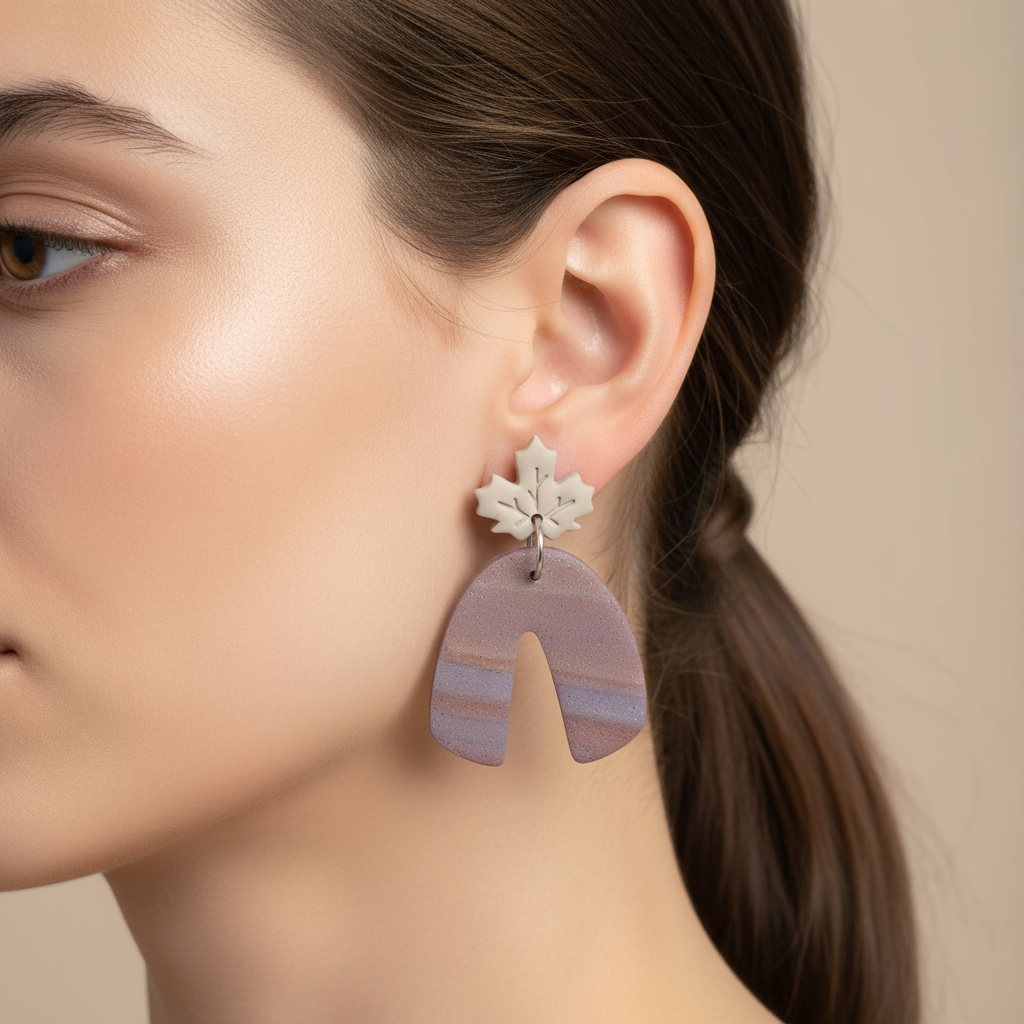 Brincos Outono com Folha na Orelha - Perfil