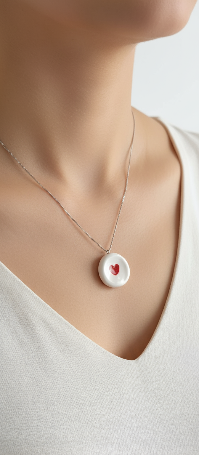 Colar coração usado